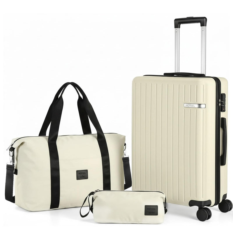 Hoteel Luggage Sets 3 Piece, 4-Yr Warranty Durable Suitcase Dual-Spinner Wheel TSA Lock, Lightweight Travel Hardshell PC+ABS Carry On Luggage For Men&Women, Beige(20In/GB/TB) (LOCAL PICKUP ONLY)