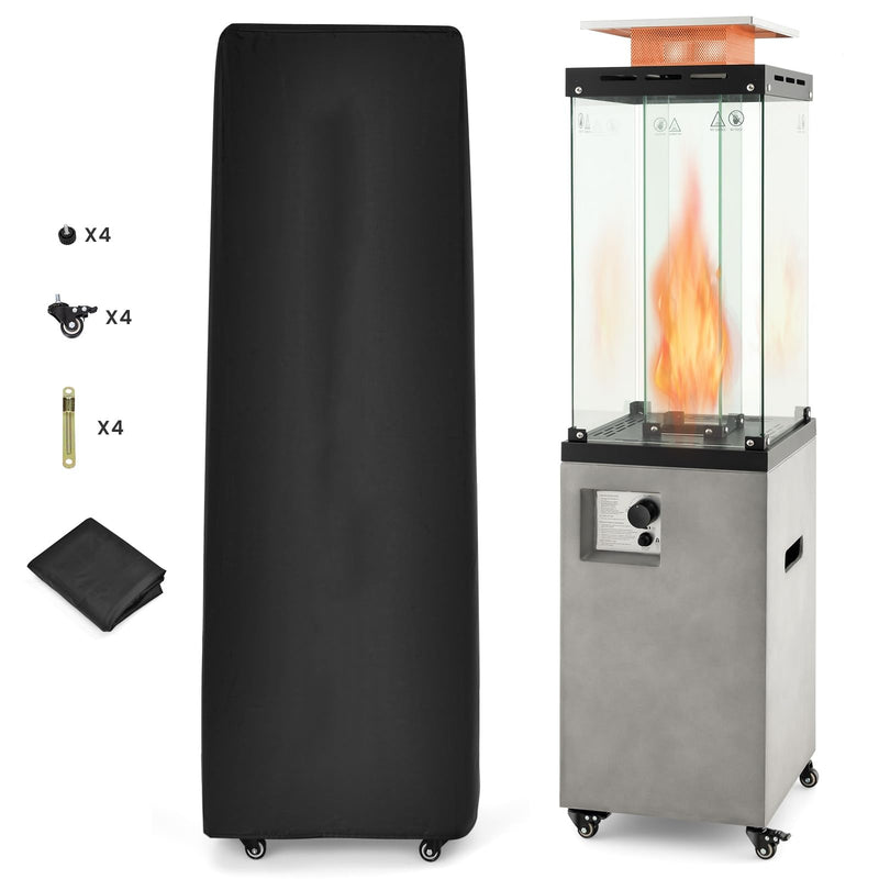 Giantex 41,000 BTU Outdoor Heater, Propane Patio Heater, Outside Space Heater With Protective Cover, Wheels & Adjustable Feet, CSA Certification, Portable Gas Heater For Garden, Yard (Gray) (LOCAL PICKUP ONLY)