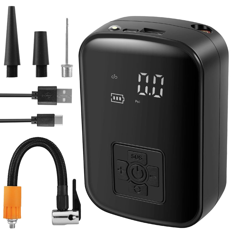 Abizarch Tire Inflator Portable Air Compressor Rechargeable Car Tyre Air Inflator Pump With LED Light 150PSI Digital Tyre Inflator With LED Display 4 Preset Inflation Mode Car Air Pump For Car Motorcy