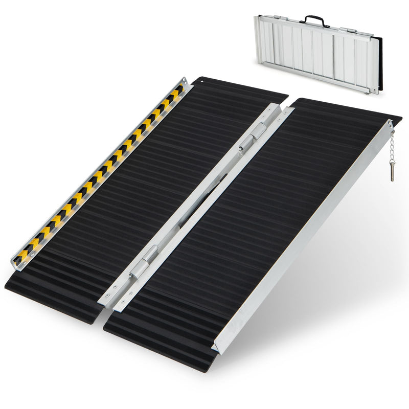Goplus Portable Wheelchair Ramp 3 FT, Folding Handicap Ramp W/Transition Plate & Non-Slip Surface, Reflective Warning Stickers, Threshold Ramp For Stairs, Doorways, Steps, Scooter, Trunk, Garage (LOCAL PICKUP ONLY)
