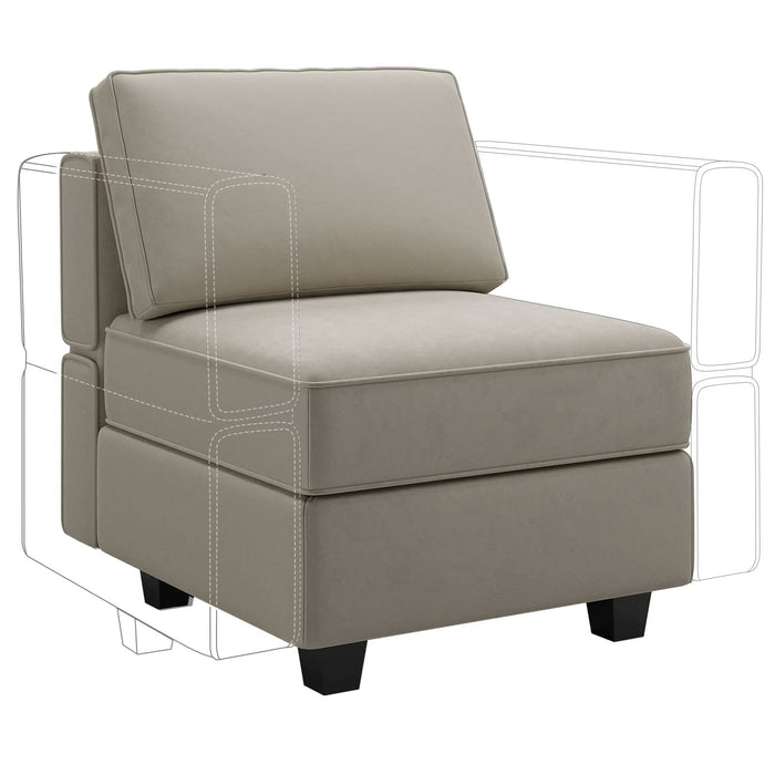 Belffin Modular Sofa Middle Module With Storage Accent Armless Chair For Modular Sectional Sofa Couch Velvet Grey (LOCAL PICKUP ONLY)