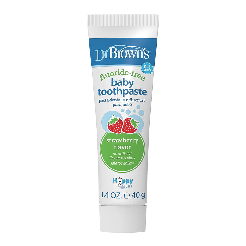 Dr. Brown's Fluoride-Free Baby Toothpaste, Infant & Toddler Oral Care, Strawberry, 1-Pack, 1.4Oz/40G, 0-3 Years
