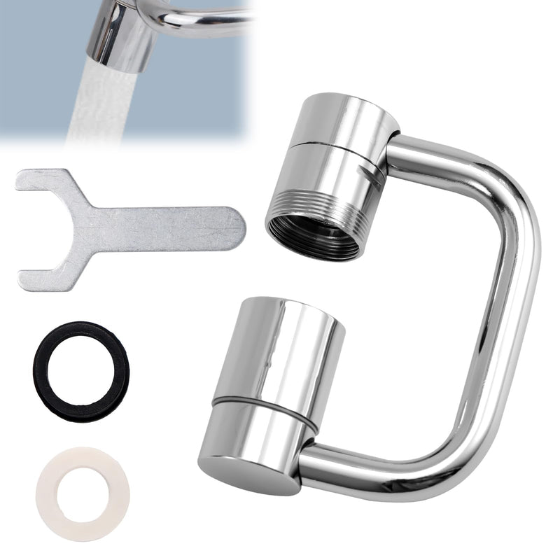 Rotatable Sink Faucet Aerator Extension, Universal Rotating U-Shaped Faucet Extender With Washers 2 Modes Adjustable Flexiflow 1080° Rotating Tap Spray Head Adapter For Kitchen & Bathroom Upgrade