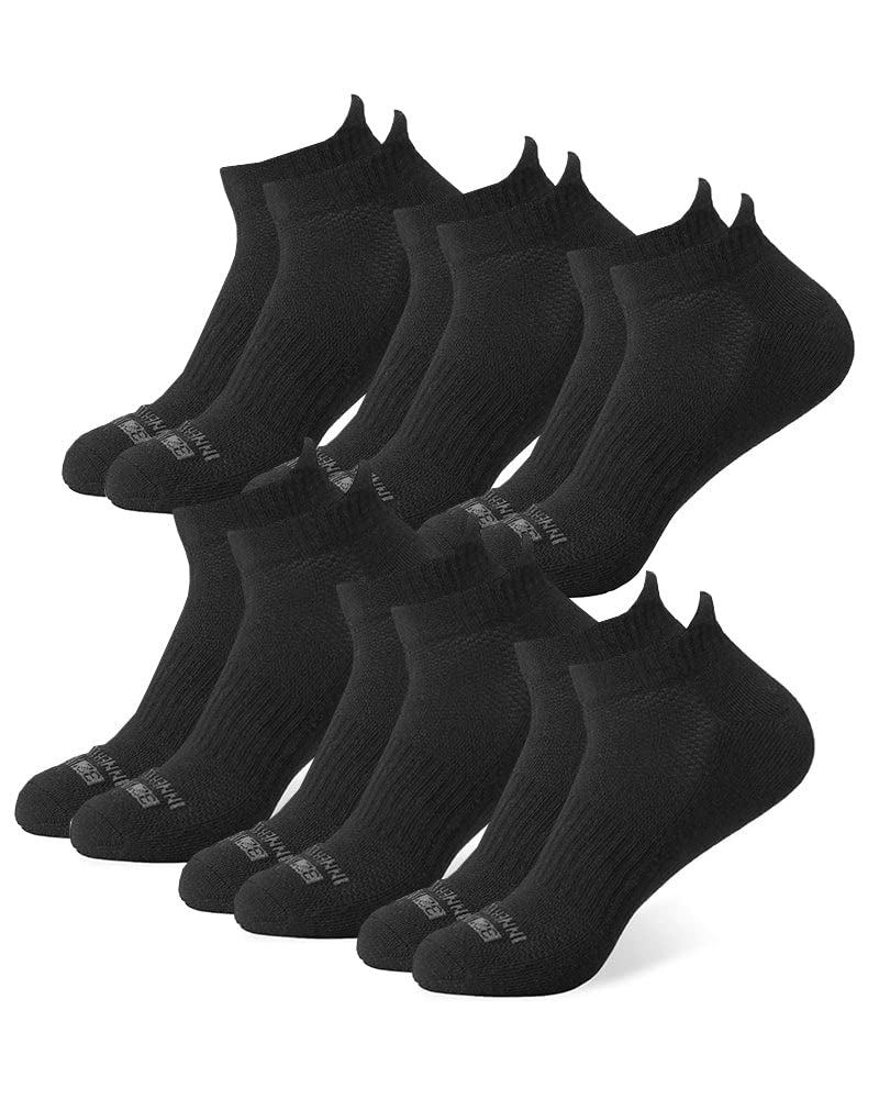 32 Degrees Men's 6 Pack Comfort Ankle Socks | Anti-Odor | Cushioned Heel | Arch Support | Active | Casual | Work, Black, Large