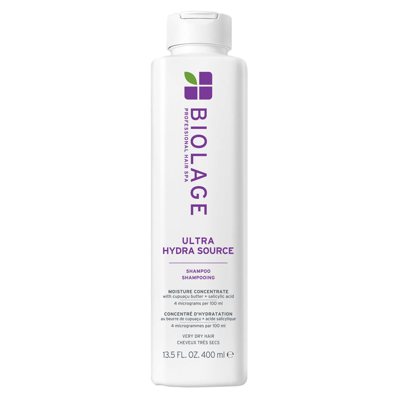 Biolage Ultra Hydra Source Shampoo - Deeply Moisturizes And Hydrates Very Dry Hair, Cleanses And Tames Frizz, For Thick, Coarse Hair, Infused With Cupuaçu Butter & Salicylic Acid, 13.5 Fl Oz