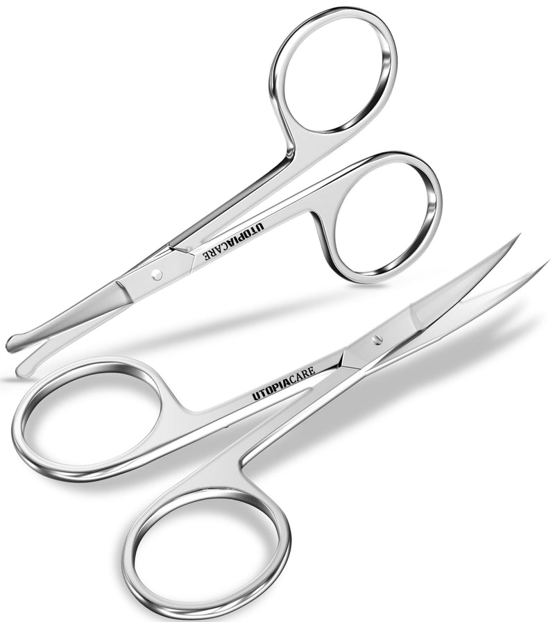 Utopia Care Eyebrow Scissors, Professional Stainless Steel Small Shears For Men And Women, Nose Hair Scissors For Grooming Mustache, Beard, Eyelashes, Ear Hair Trimming, Silver