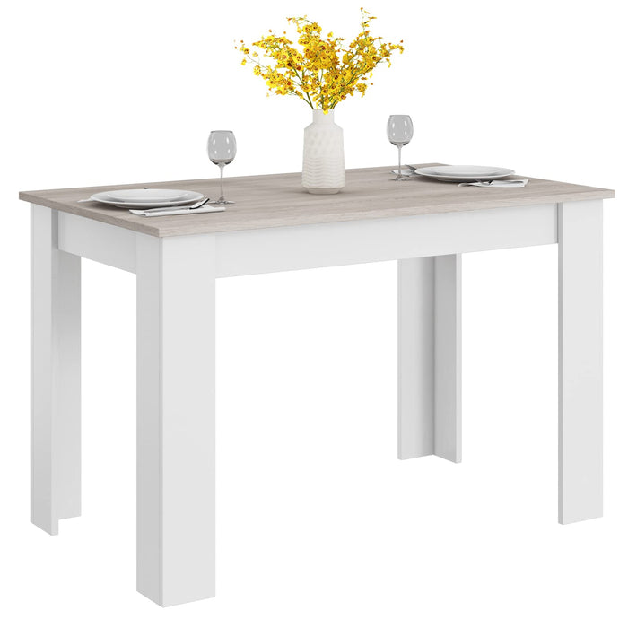 Giantex Wooden Dining Table, Modern Kitchen Table For 4, Rectangular Dinner Table For Kitchen, Dining Room, Living Room, Home Dinette Furniture, 47" L X 28" W X 30" H, (White & Light Gray) (LOCAL PICKUP ONLY)