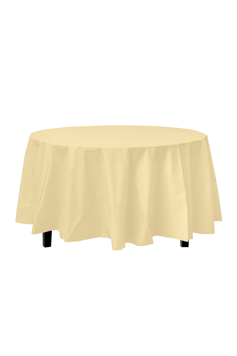 Light Yellow Round Plastic Table Cover