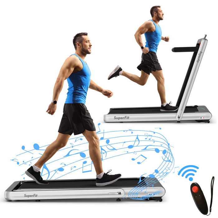 Goplus 2 In 1 Folding Treadmill, 4.75HP Superfit Under Desk Electric Treadmill With APP Control, LED Touch Screen, Blue Tooth Speaker, Remote Control, Walking Jogging For Home Office (LOCAL PICKUP ONLY)