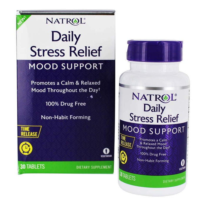 Natrol Daily Stress Relief 100 Mg, Dietary Supplement, Mood + Stress, 30 Tablets, 30 Day Supply
