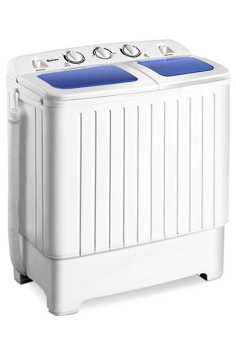 Giantex Portable Mini Compact Twin Tub Washing Machine 20Lbs Washer Spain Spinner Portable Washing Machine, Blue+ White (LOCAL PICKUP ONLY)