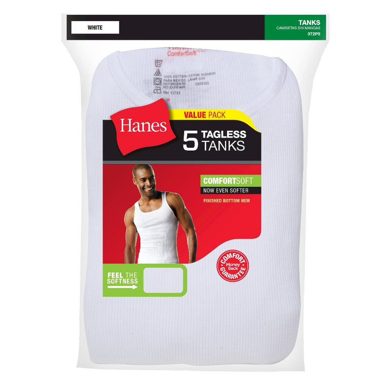 Hanes Men's Big & Tall 5pk Tanks With Fresh IQ - White 2XL