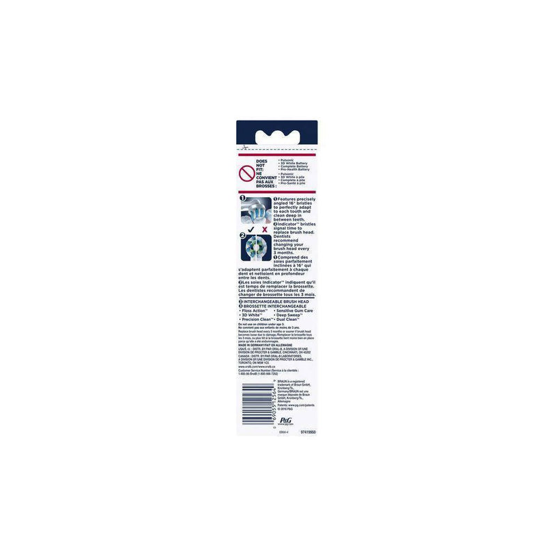 LOT OF 2!! Oral-B Cross Action Electric Toothbrush Replacement Brush Heads - 4ct