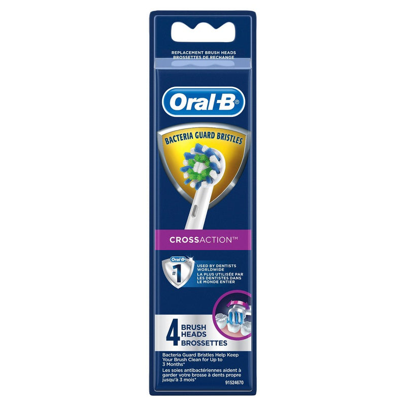 LOT OF 2!! Oral-B Cross Action Electric Toothbrush Replacement Brush Heads - 4ct