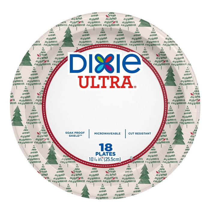 Dixie Ultra 10" Holiday Plates - Tree Rim - 18ct