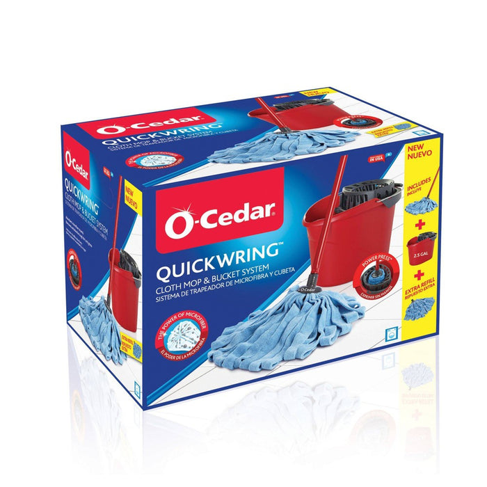 O-Cedar Microfiber Cloth Mop & QuickWring Bucket System with 1 Extra Refill*