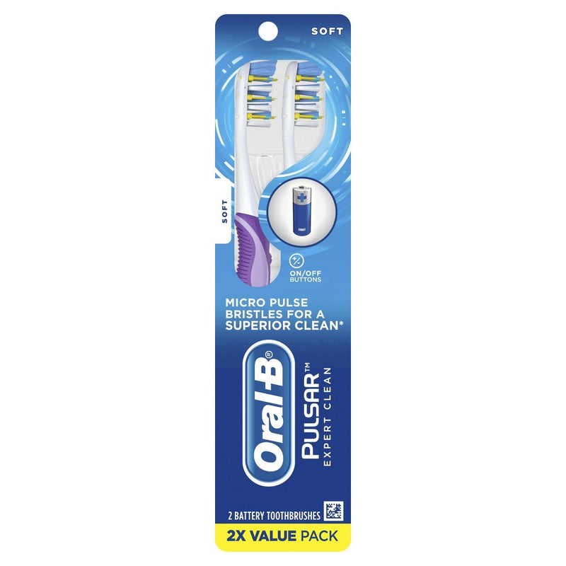 Oral-B Pulsar Expert Clean Battery Powered Toothbrush Soft - 2ct COLOR MAY VERY