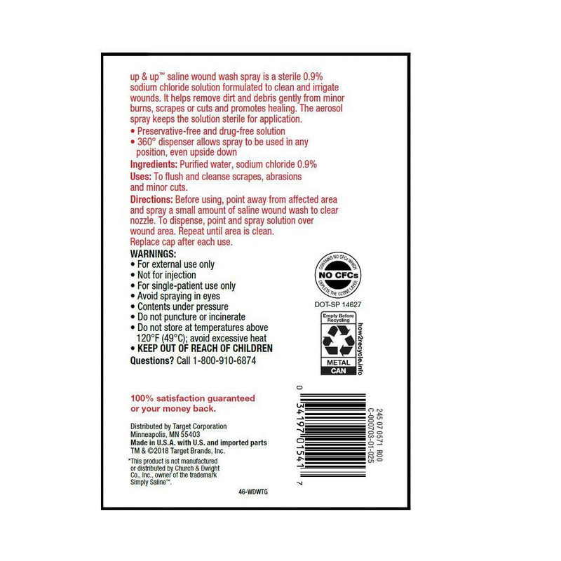 Saline Wound Wash - 7.4oz - Up&Up
