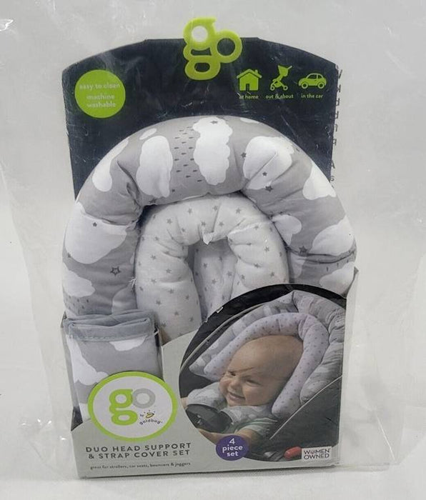 GO By Goldbug Clouds Duo Head Support And Strap Cover Set For Car Seat, Stroller, Bouncer
