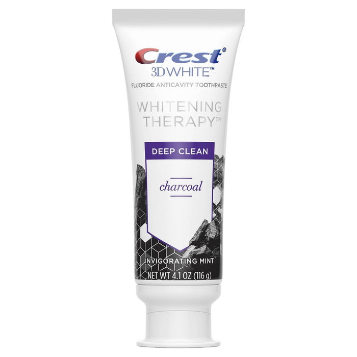 Crest 3D White Whitening Therapy Charcoal Deep Clean Fluoride Toothpaste Invigorating Mint - 4.1oz