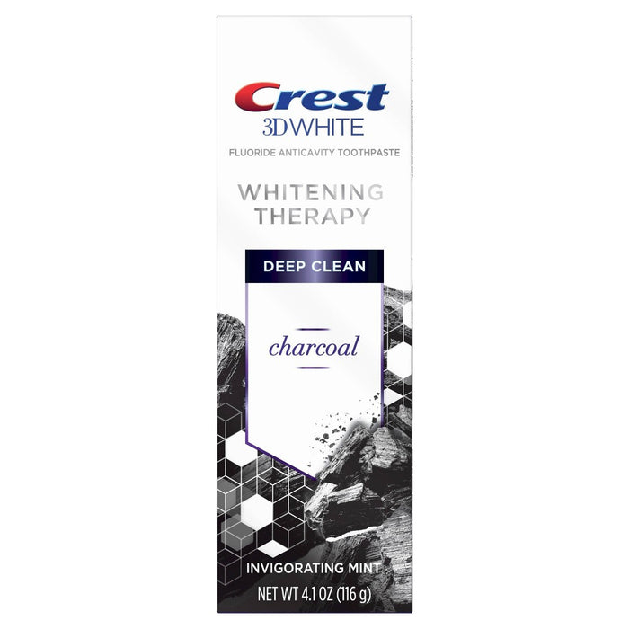 Crest 3D White Whitening Therapy Charcoal Deep Clean Fluoride Toothpaste Invigorating Mint - 4.1oz