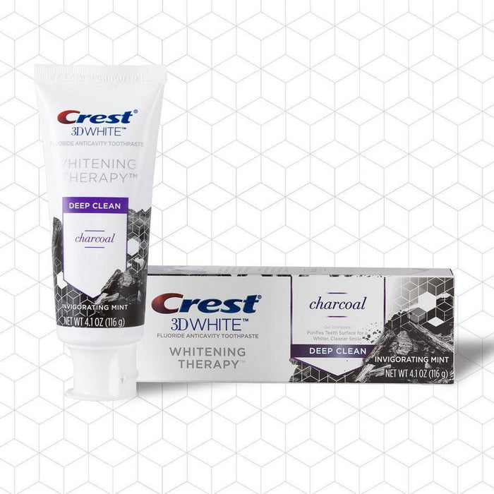 Crest 3D White Whitening Therapy Charcoal Deep Clean Fluoride Toothpaste Invigorating Mint - 4.1oz