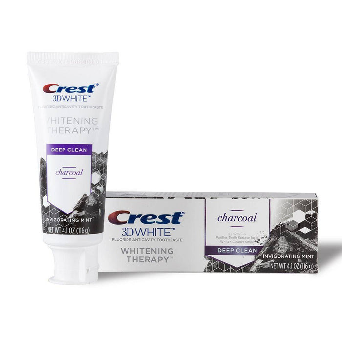 Crest 3D White Whitening Therapy Charcoal Deep Clean Fluoride Toothpaste Invigorating Mint - 4.1oz