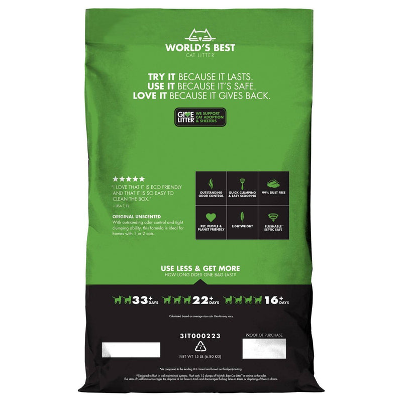 World's Best Cat Litter- Clumping Cat Formula - 15lbs (LOCAL PICKUP ONLY)