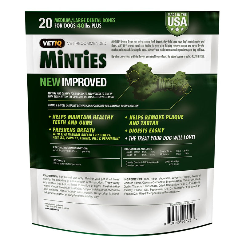 VetIQ Minties - Dental Dog Treat - Medium/Large - 16oz