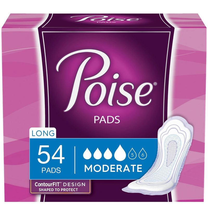 Poise Incontinence Pads -  Moderate Absorbency -  Long -  54ct