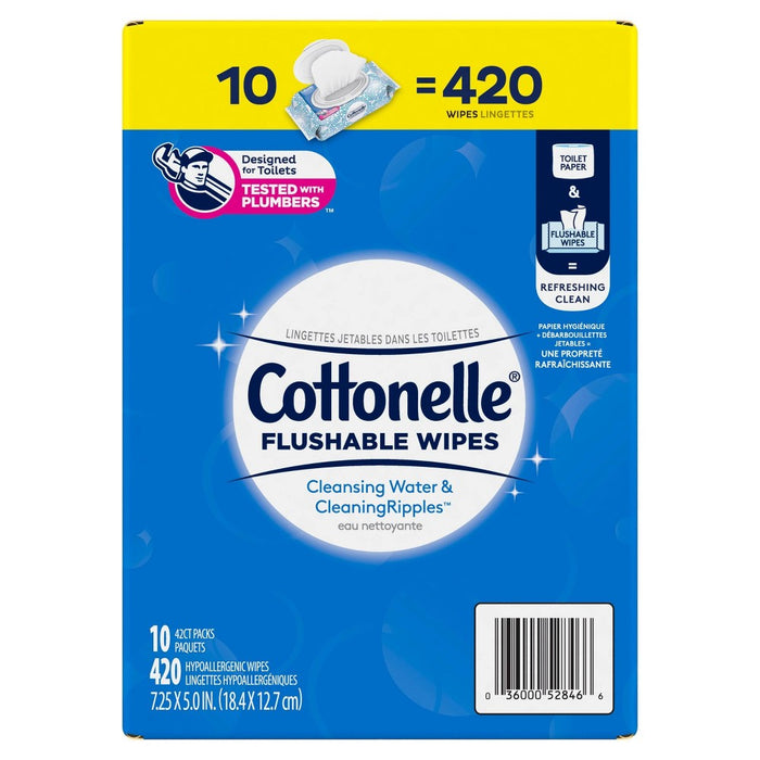 Cottonelle Flushable Wet Wipes Flip-Top Pack - 10pk/420ct