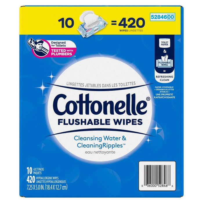 Cottonelle Flushable Wet Wipes Flip-Top Pack - 10pk/420ct