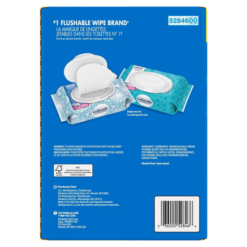 Cottonelle Flushable Wet Wipes Flip-Top Pack - single