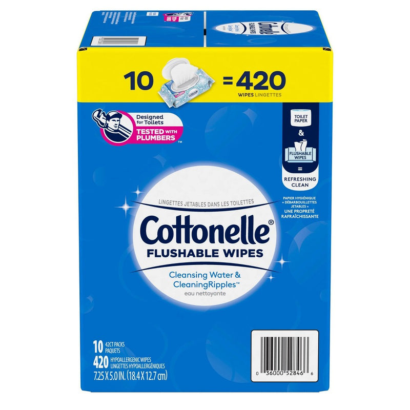 Cottonelle Flushable Wet Wipes Flip-Top Pack - 10pk/420ct