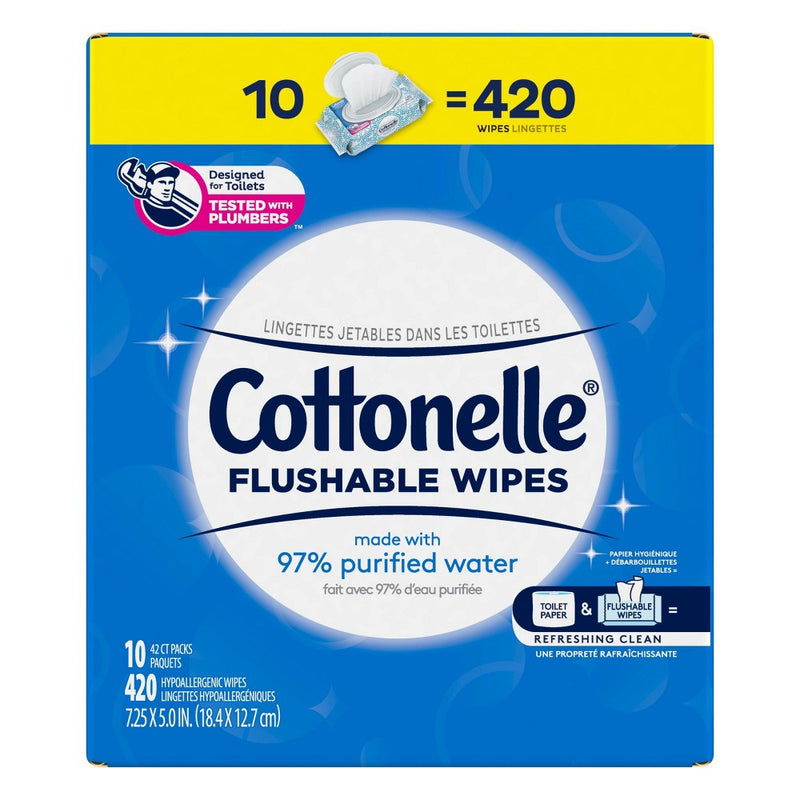 Cottonelle Flushable Wet Wipes Flip-Top Pack - 10pk/420ct