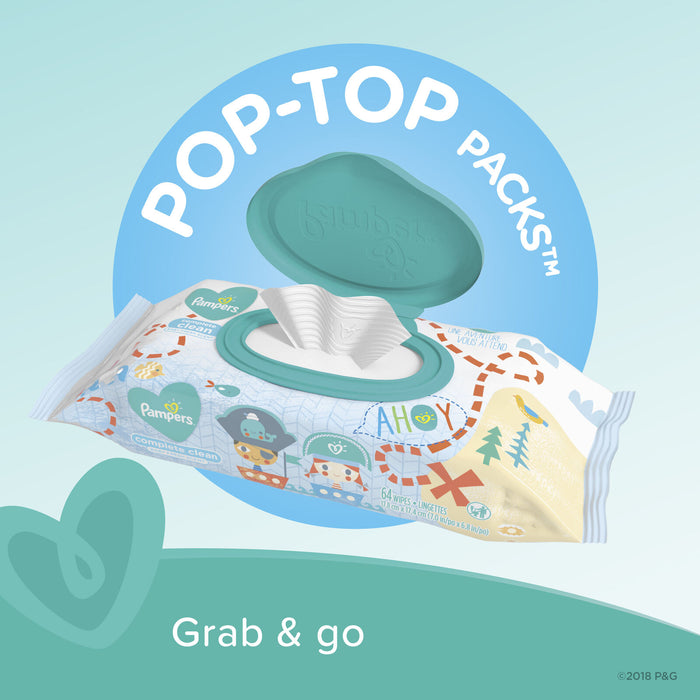 Pampers Baby Wipes Complete Clean Baby Fresh Scent 3X Pop-Top 216 Count