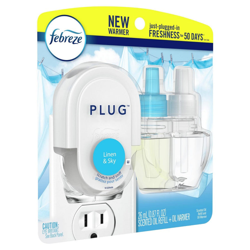 Febreze Plug Linen & Sky Starter Kit with Fade Defy Technology