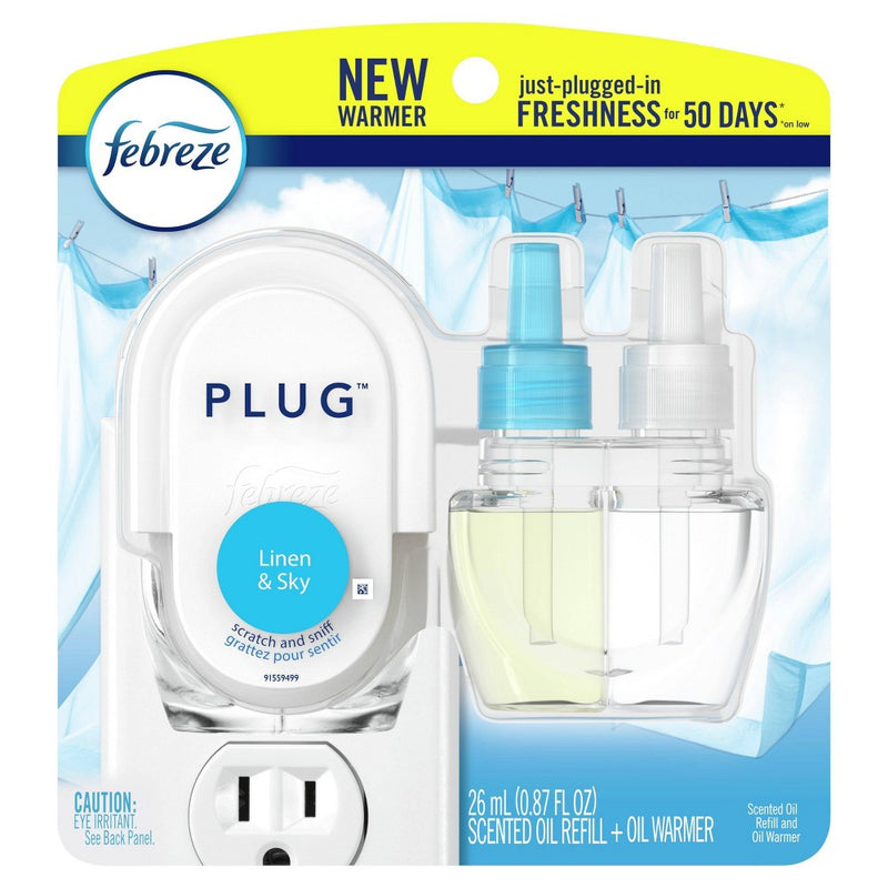 Febreze Plug Linen & Sky Starter Kit with Fade Defy Technology