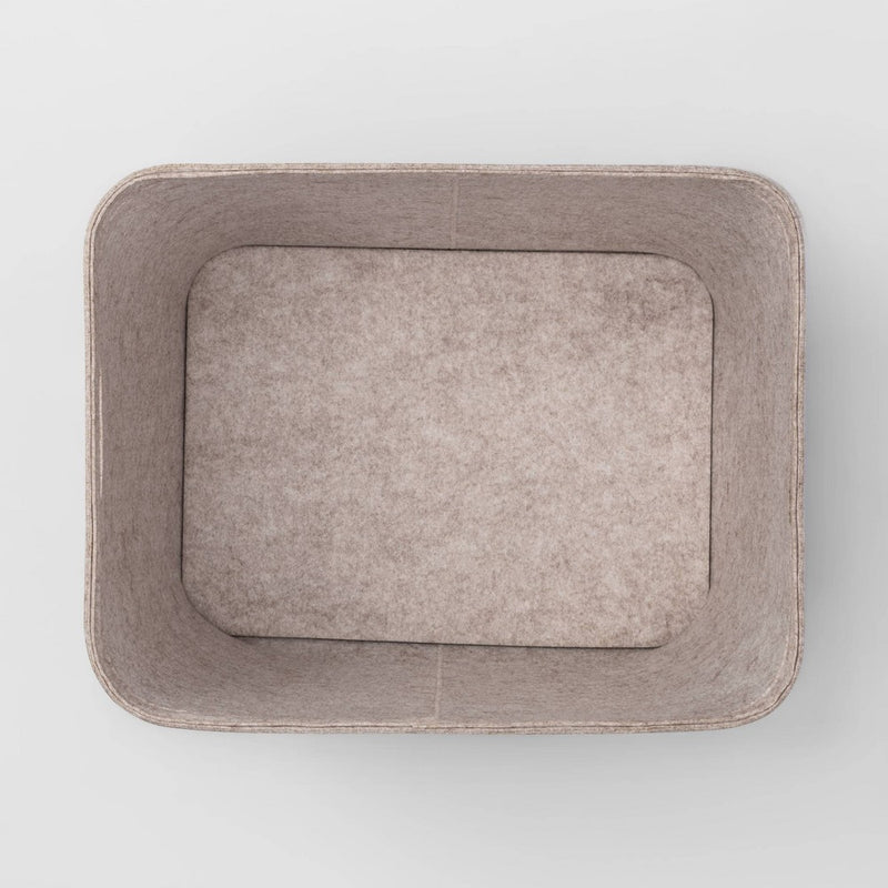 14"x15" Large Felt Basket With Stitching Oatmeal - Project 62