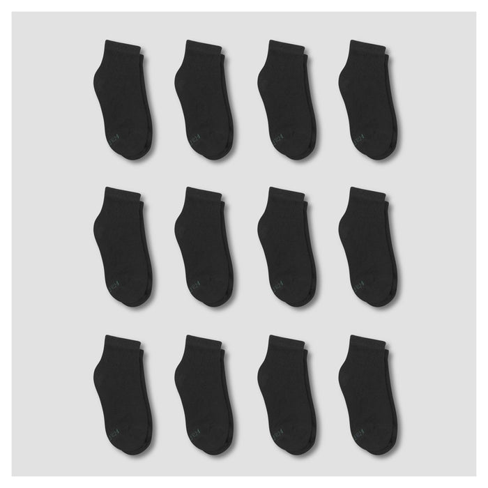 Hanes Boys' 12pk Cushioned Ankle Socks - Black L