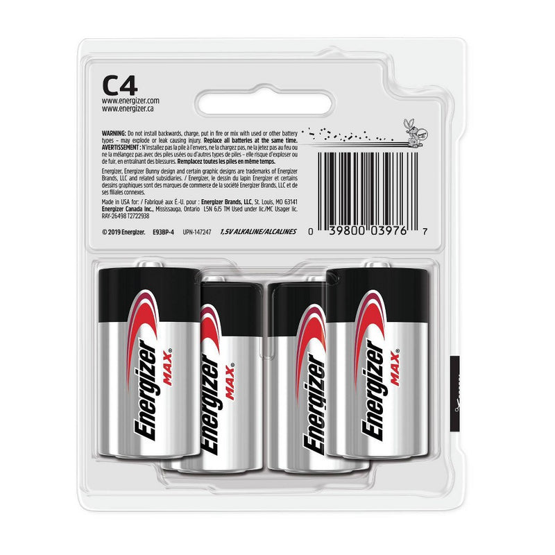 Energizer 4pk MAX Alkaline C Batteries
