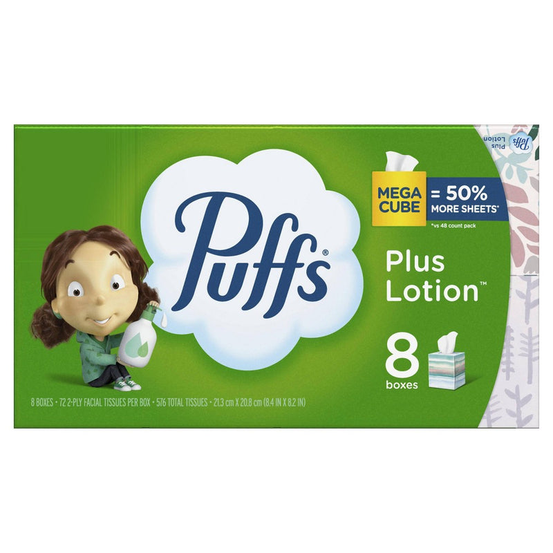 Puffs Mega Plus Lotion Facial Tissue - 8pk/72ct