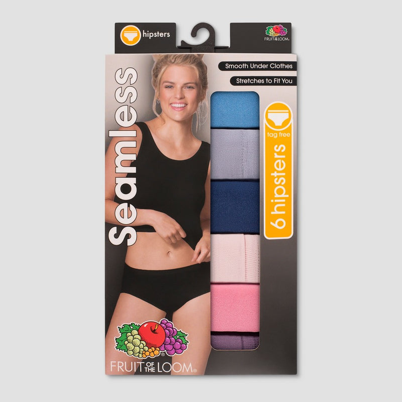 Fruit of the Loom Women's Seamless Hipster Underwear 6pk - Colors May Vary Size 7