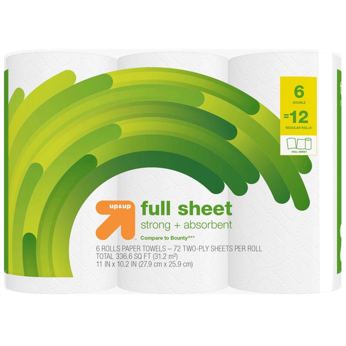 Full Sheet White Paper Towels - 6pk - up & up