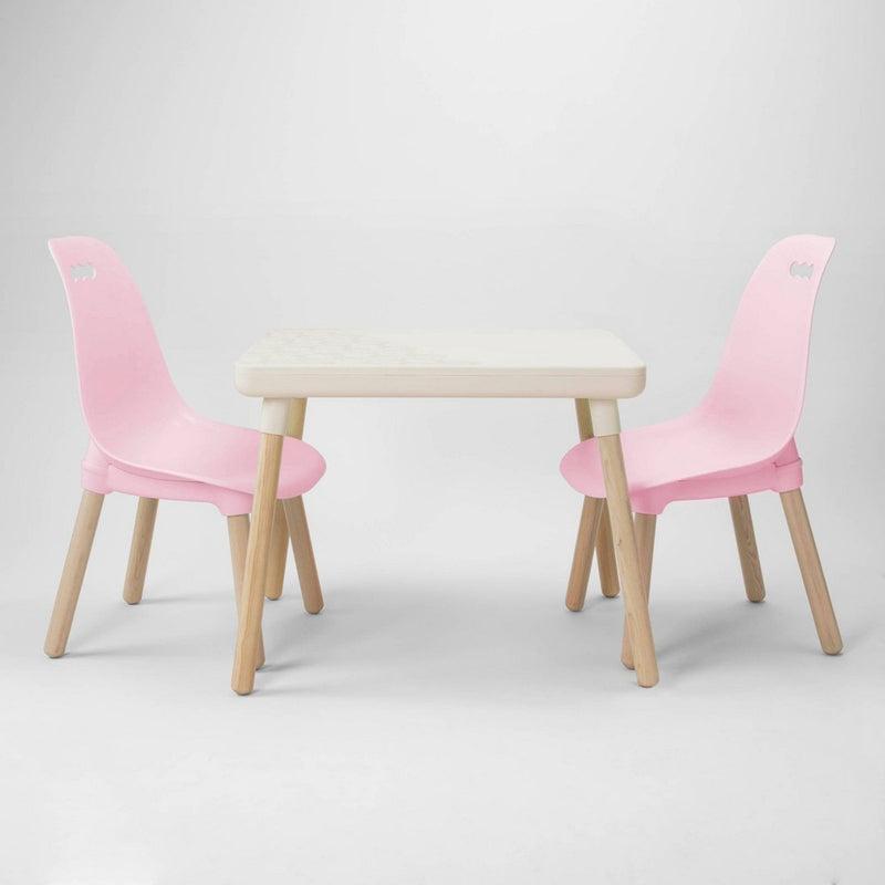 3pc Kid Century Modern Table and Chair Set Pink - B. Spaces (LOCAL PICKUP ONLY)