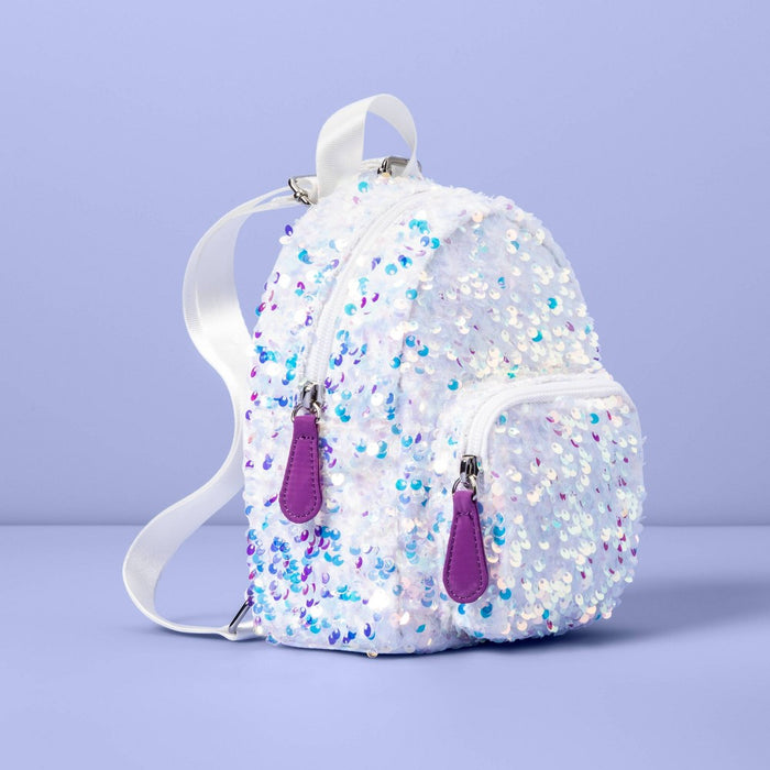 Girls' Sequin Mini Backpack - More Than Magic White