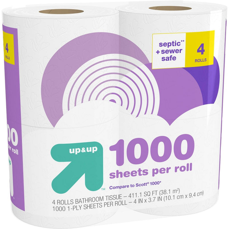 Septic + Sewer Safe Toilet Paper- 4 Rolls - up & up