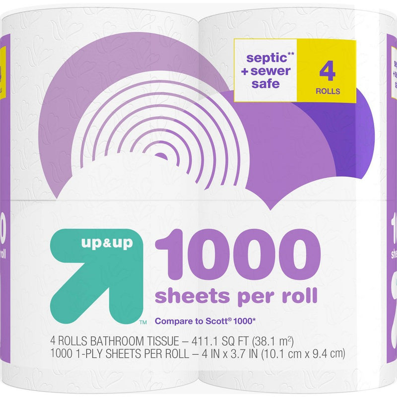 Septic + Sewer Safe Toilet Paper- 4 Rolls - up & up