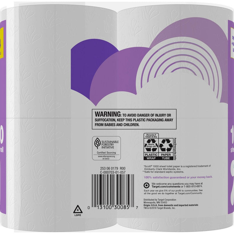 Septic + Sewer Safe Toilet Paper- 4 Rolls - up & up