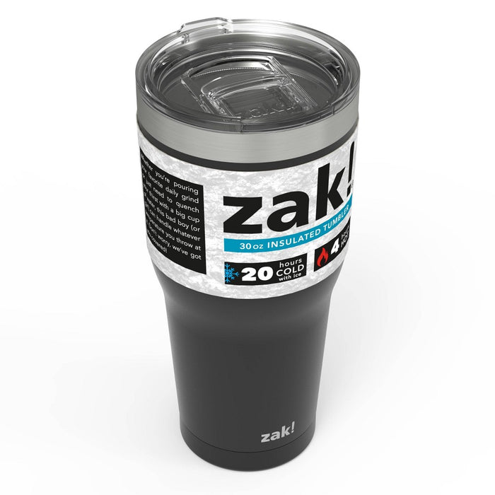Zak! Designs 30oz Double Wall Stainless Steel Cascadia Tumbler - Black